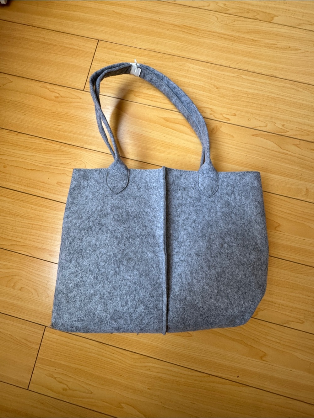 Gray Felt Tote Bag - Minimal Women's Shoulder Bag